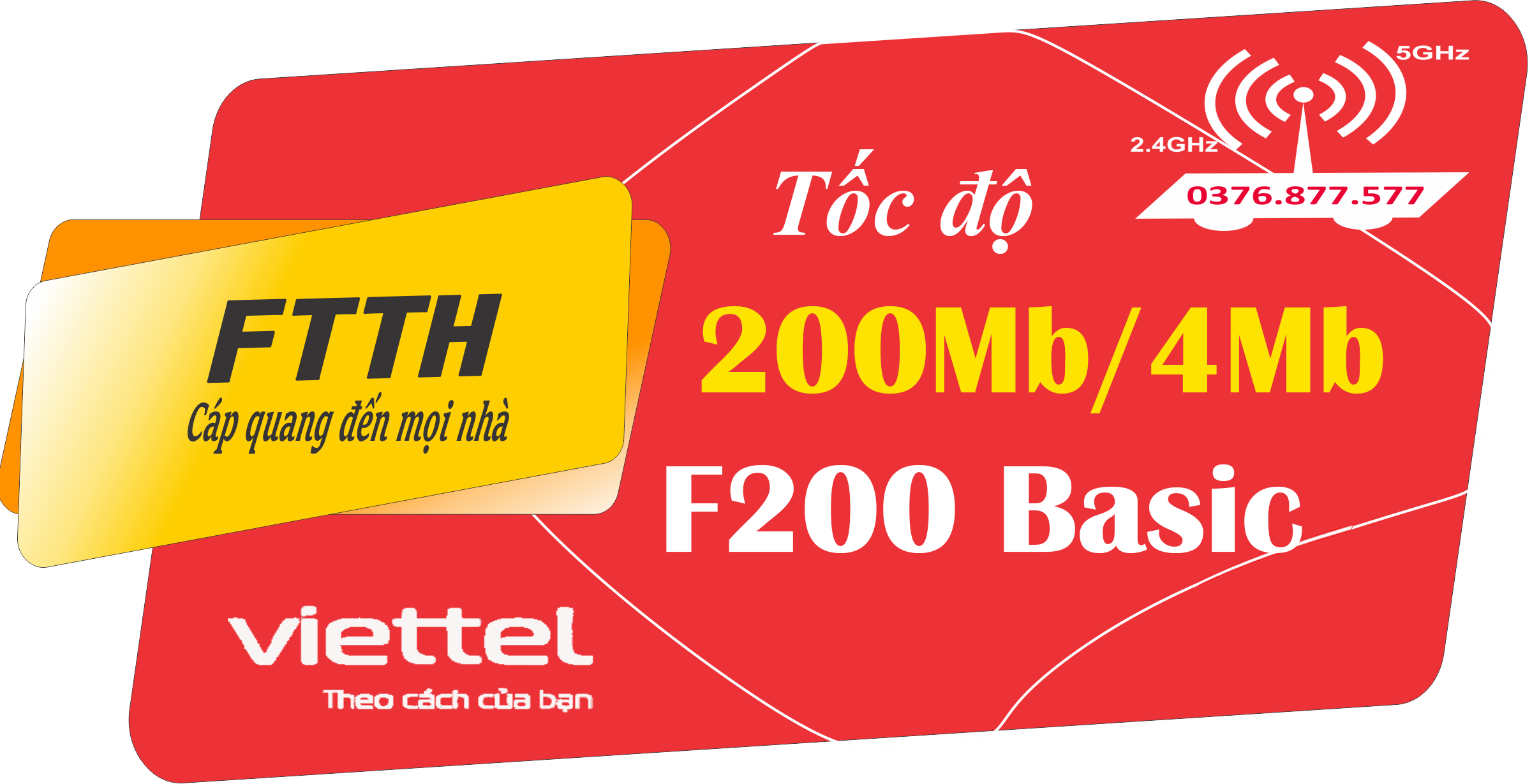 ✔‎ Gói F200 Basic 200Mb / 4Mb – 2.200.000đ/tháng