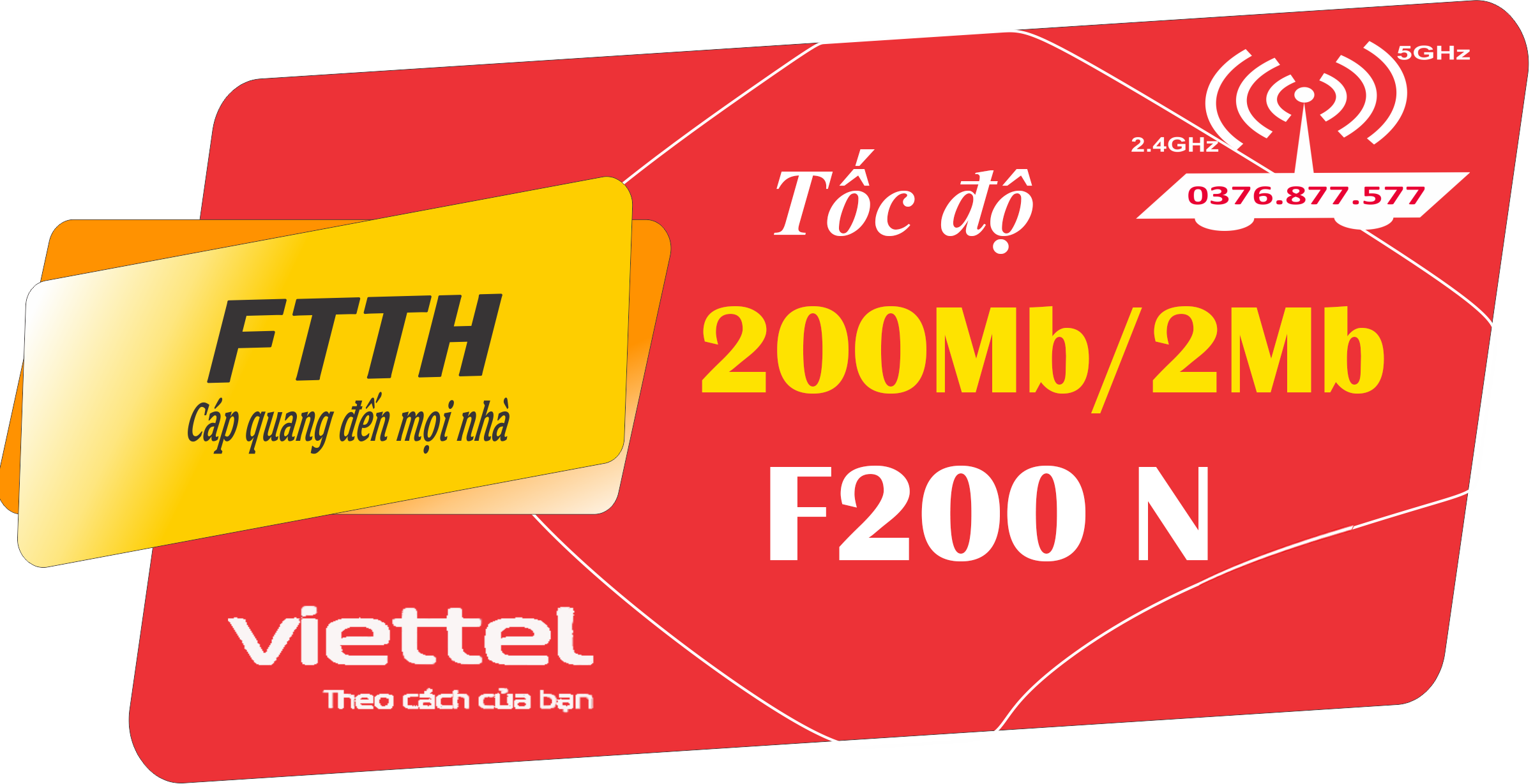 ✔‎ Gói F200 N 200Mb / 2Mb – 1.100.000đ/tháng